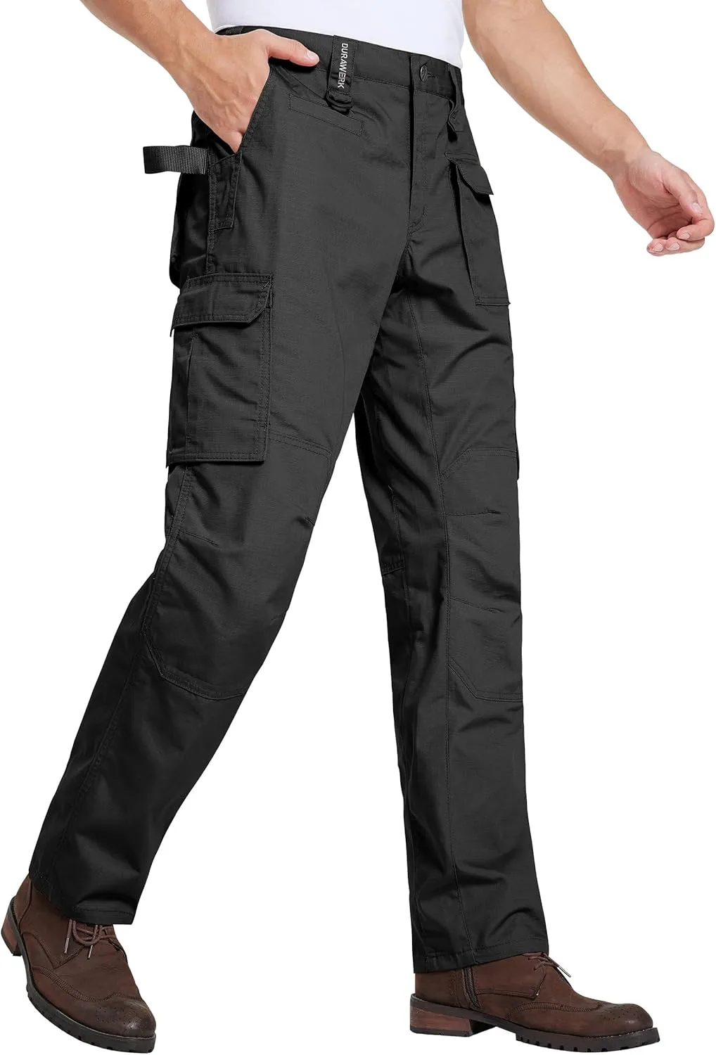 DURAWERK Men's Cargo Pants, Water Resistant Work Pants, Durable Ripstop Tactical Pants, EDC Hiking Pants, Hunting Pants