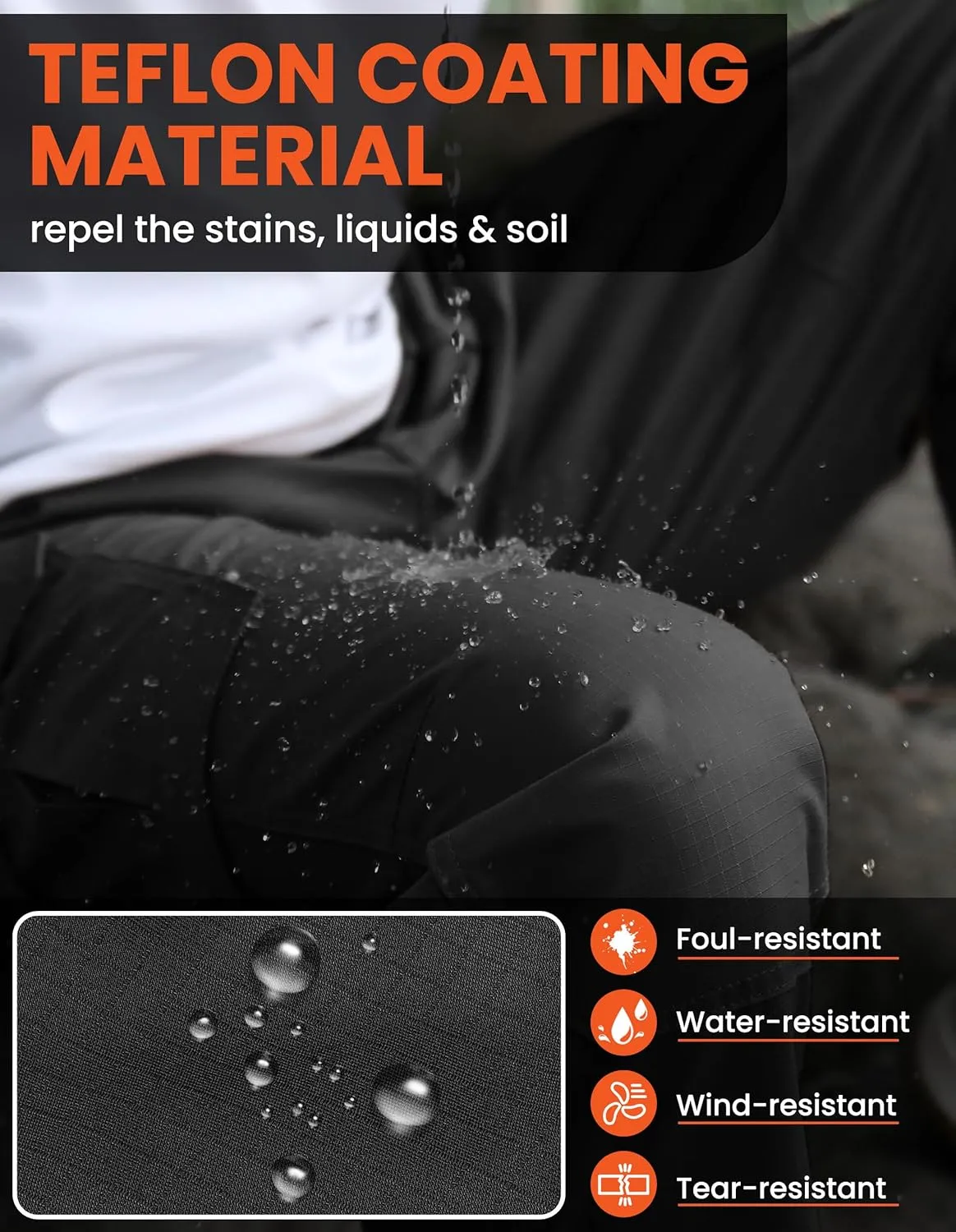 DURAWERK Men's Cargo Pants, Water Resistant Work Pants, Durable Ripstop Tactical Pants, EDC Hiking Pants, Hunting Pants
