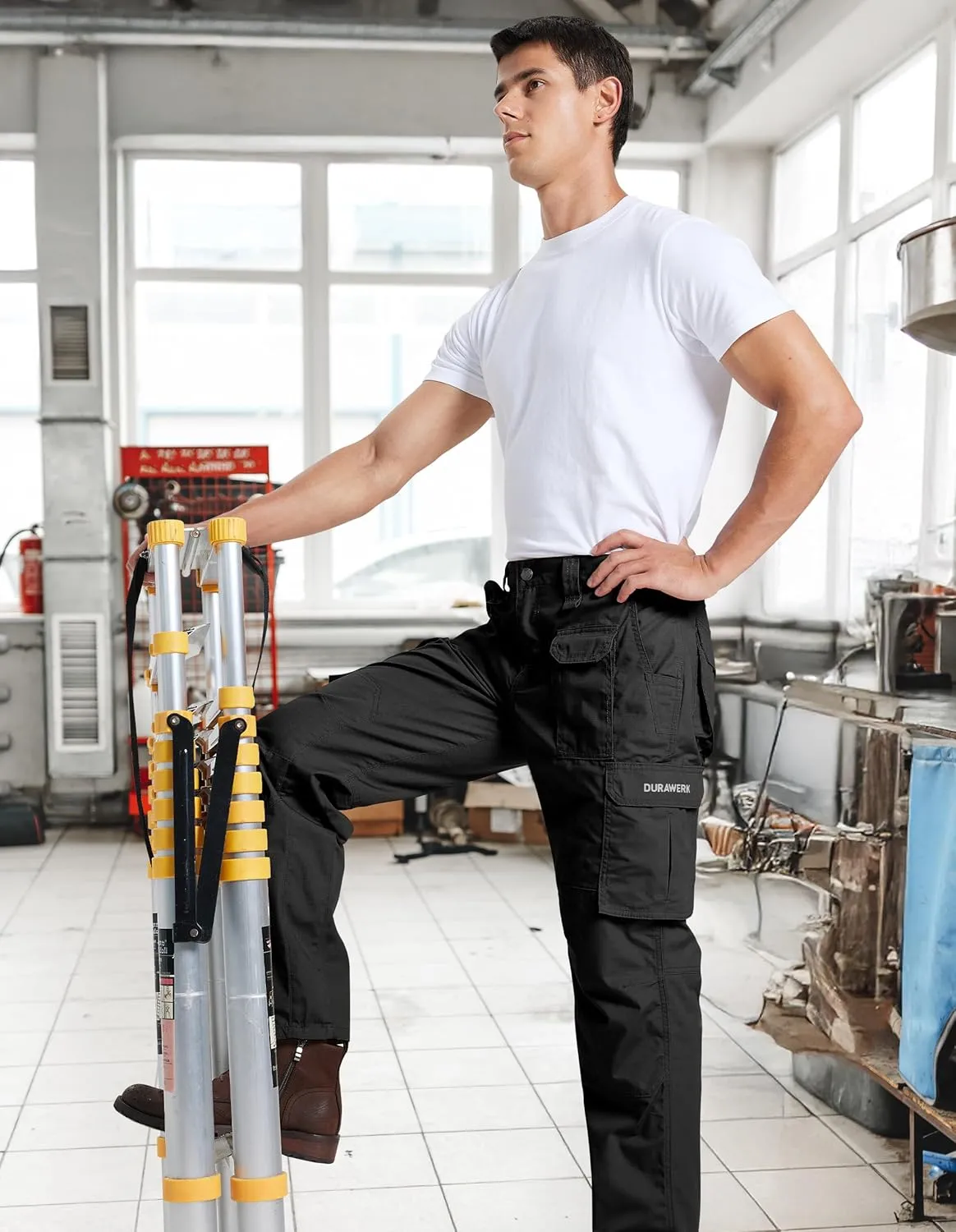 DURAWERK Men's Cargo Pants, Water Resistant Work Pants, Durable Ripstop Tactical Pants, EDC Hiking Pants, Hunting Pants