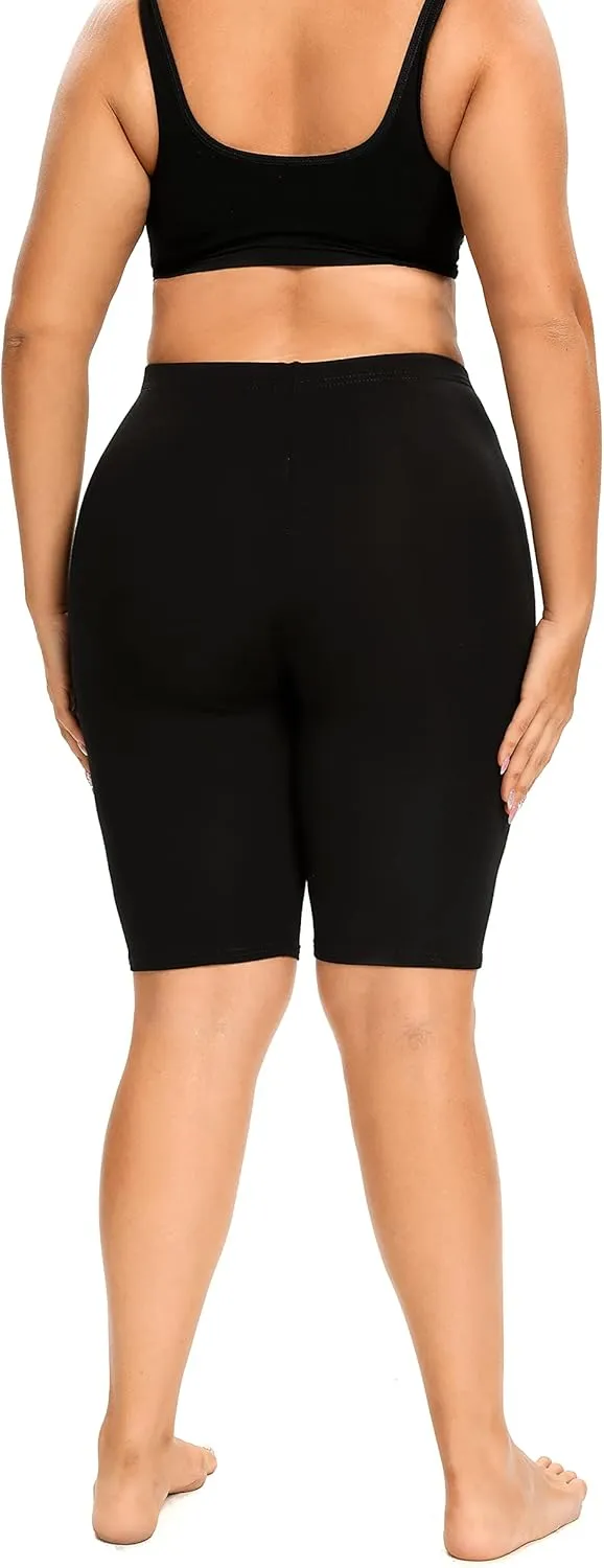 ELISS Plus Size Slip Shorts for Women Half Mid Thigh Legging Soft Stretchy Lace Shorts for Underdress/Skirt 1X-4X