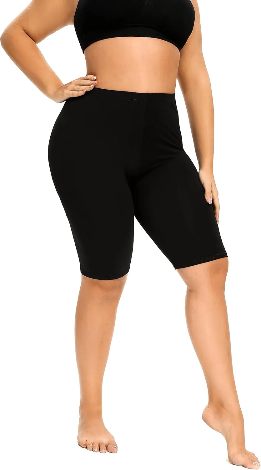 ELISS Plus Size Slip Shorts for Women Half Mid Thigh Legging Soft Stretchy Lace Shorts for Underdress/Skirt 1X-4X