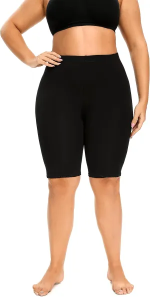 ELISS Plus Size Slip Shorts for Women Half Mid Thigh Legging Soft Stretchy Lace Shorts for Underdress/Skirt 1X-4X