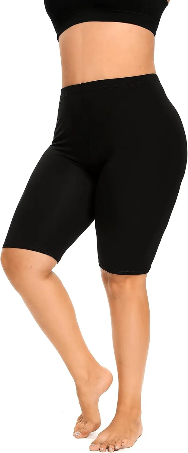 ELISS Plus Size Slip Shorts for Women Half Mid Thigh Legging Soft Stretchy Lace Shorts for Underdress/Skirt 1X-4X