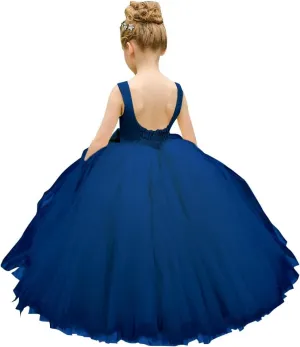 Flower Girl Dress Birthday Tutu Pageant Tulle Princess Ball Gowns Party Wedding Kids Satin Dresses