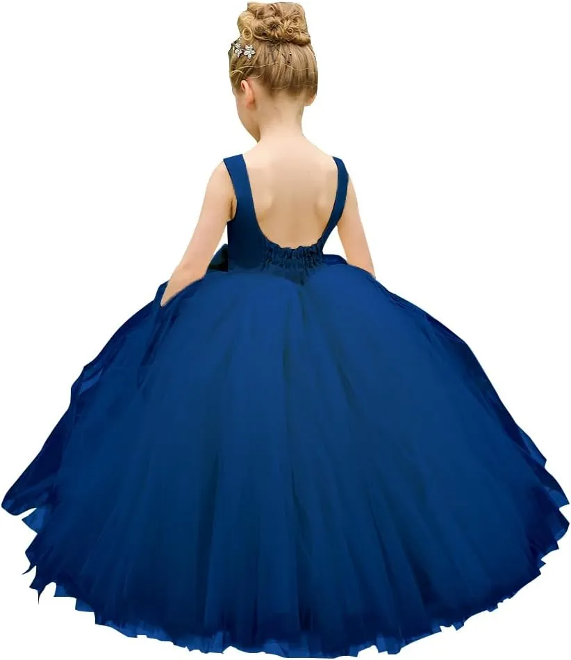 Flower Girl Dress Birthday Tutu Pageant Tulle Princess Ball Gowns Party Wedding Kids Satin Dresses