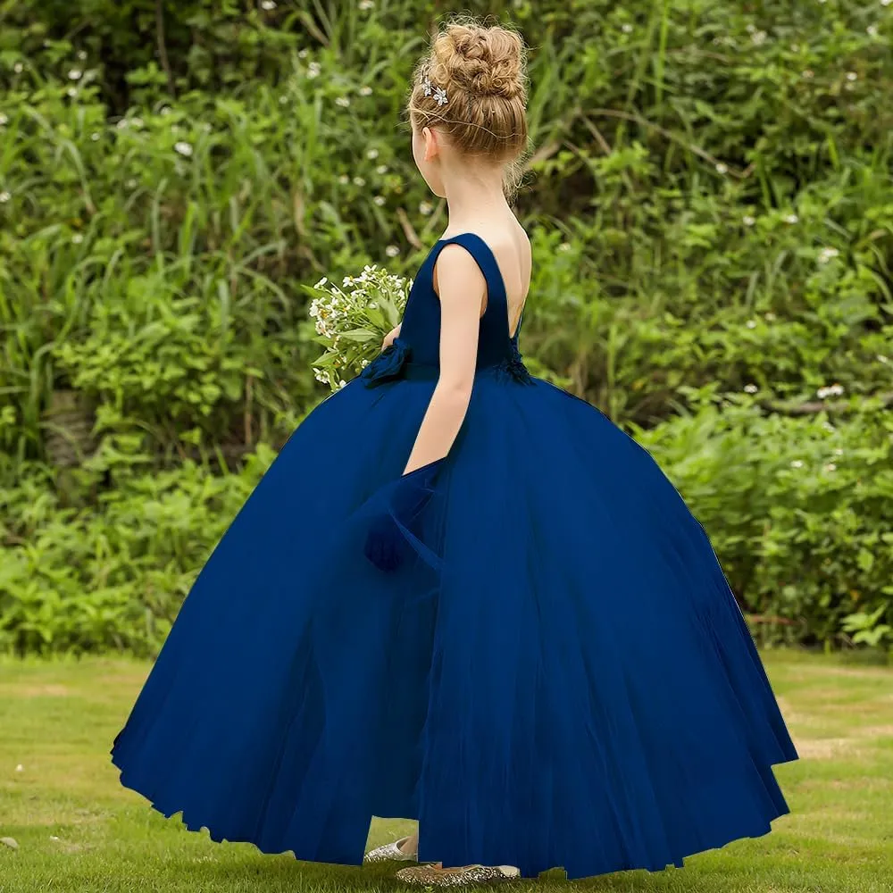 Flower Girl Dress Birthday Tutu Pageant Tulle Princess Ball Gowns Party Wedding Kids Satin Dresses