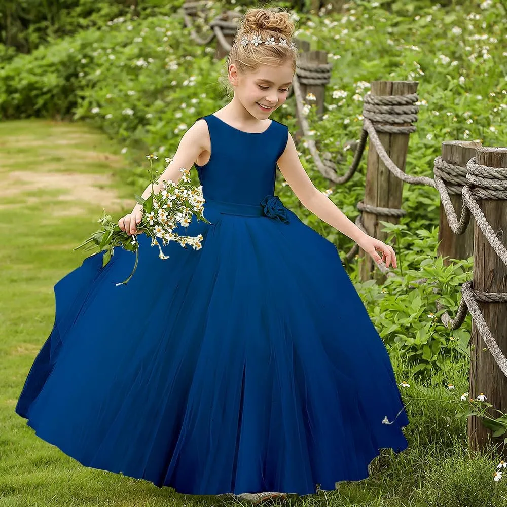 Flower Girl Dress Birthday Tutu Pageant Tulle Princess Ball Gowns Party Wedding Kids Satin Dresses