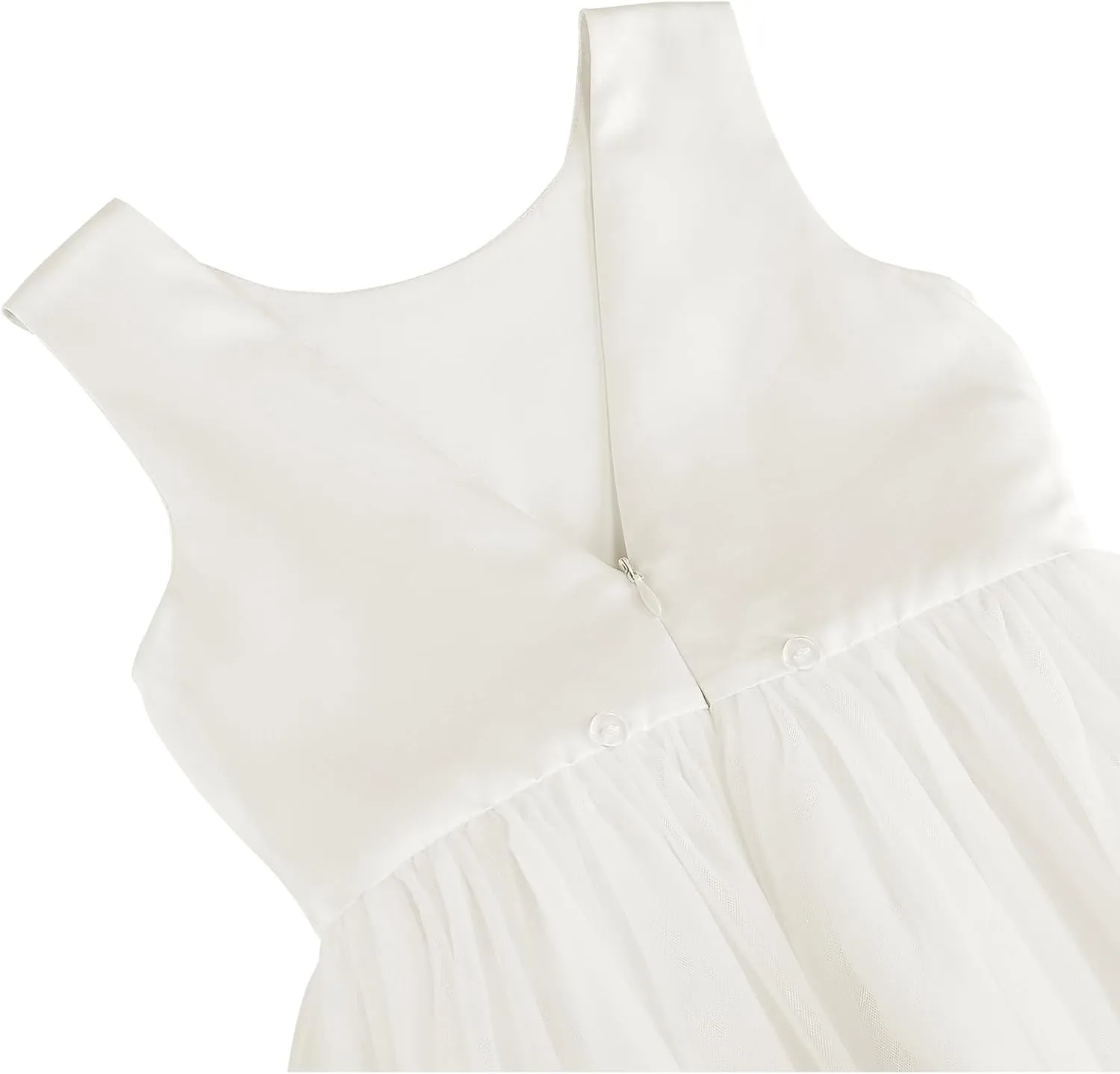 Flower Girl Dress Girls Dresses Wedding Satin V-Back Pearls for Pageant Prom Ball Gowns Party