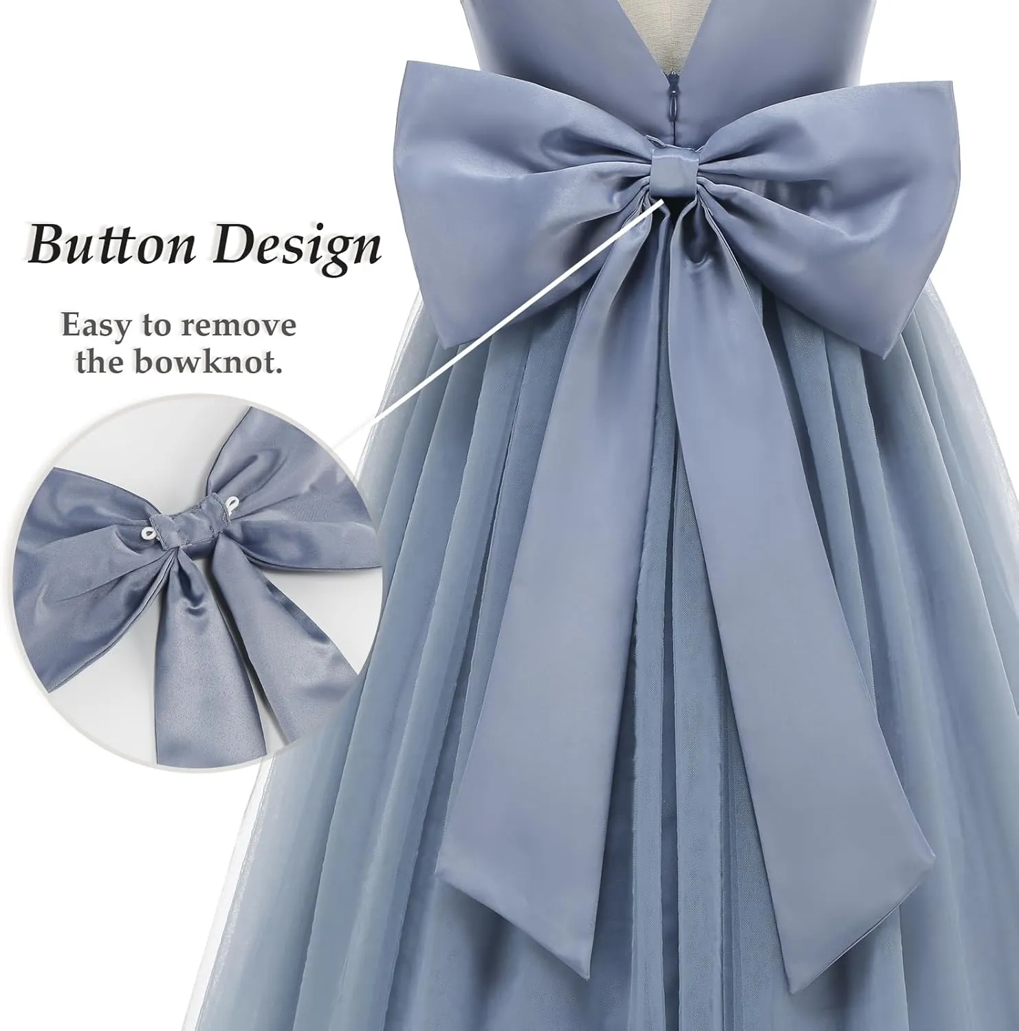 Flower Girl Dress Girls Dresses Wedding Satin V-Back Pearls for Pageant Prom Ball Gowns Party