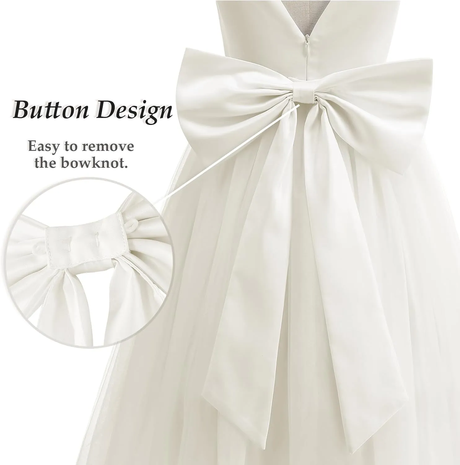 Flower Girl Dress Girls Dresses Wedding Satin V-Back Pearls for Pageant Prom Ball Gowns Party