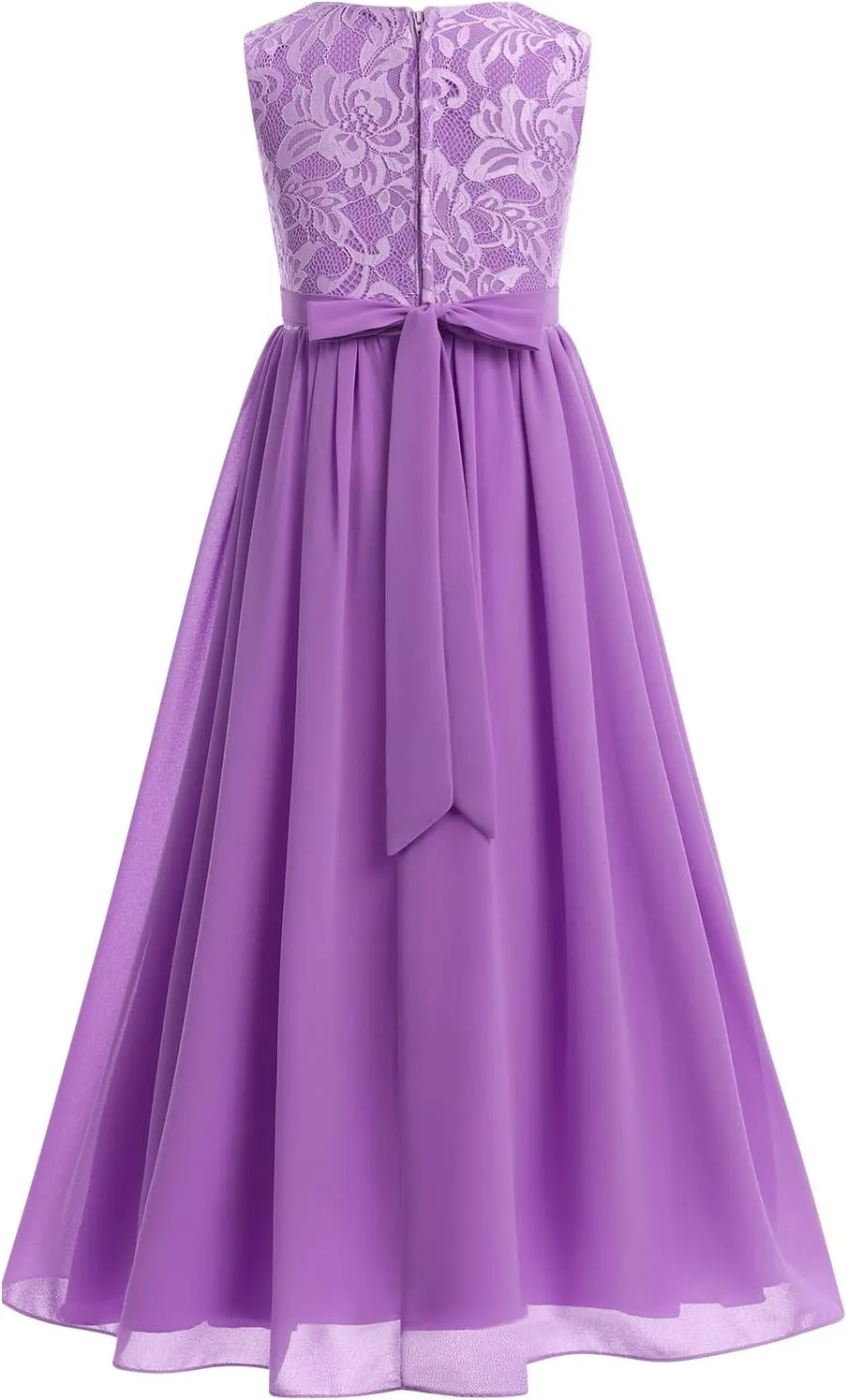 Flower Girl Dresses Junior Wedding Bridesmaid Prom Party Chiffon Floral Lace Flowy Maxi Princess Pageant Long Communion Gown