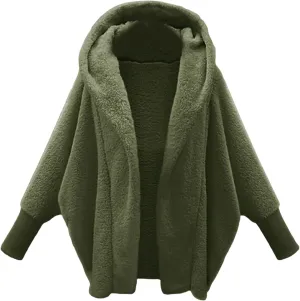 FMCHICO Women's 2023 Casual Long Sleeve Open Front Soft Fleece Sweater Cardigan Outerwear