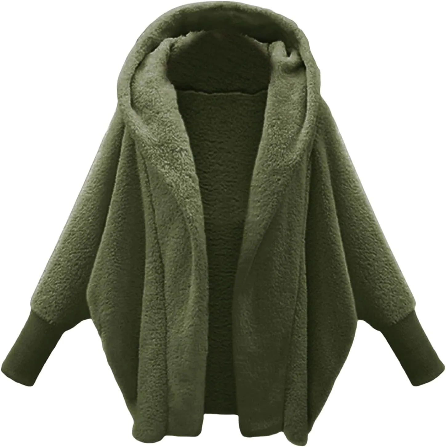 FMCHICO Women's 2023 Casual Long Sleeve Open Front Soft Fleece Sweater Cardigan Outerwear