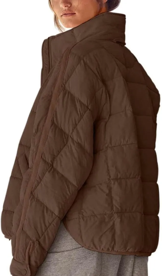 FMCHICO Womens Quilted Puffer Jacket Zip Up Lightweight Padded Coat Outwear