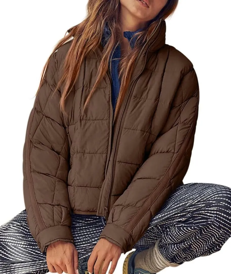 FMCHICO Womens Quilted Puffer Jacket Zip Up Lightweight Padded Coat Outwear