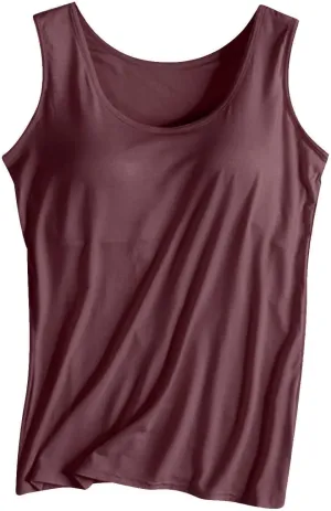 Generic Built in Bra Tank Tops for Women 2024 Summer Padded Basic Casual Tops Camisole Stretch Comfort Athletic Workout Tops