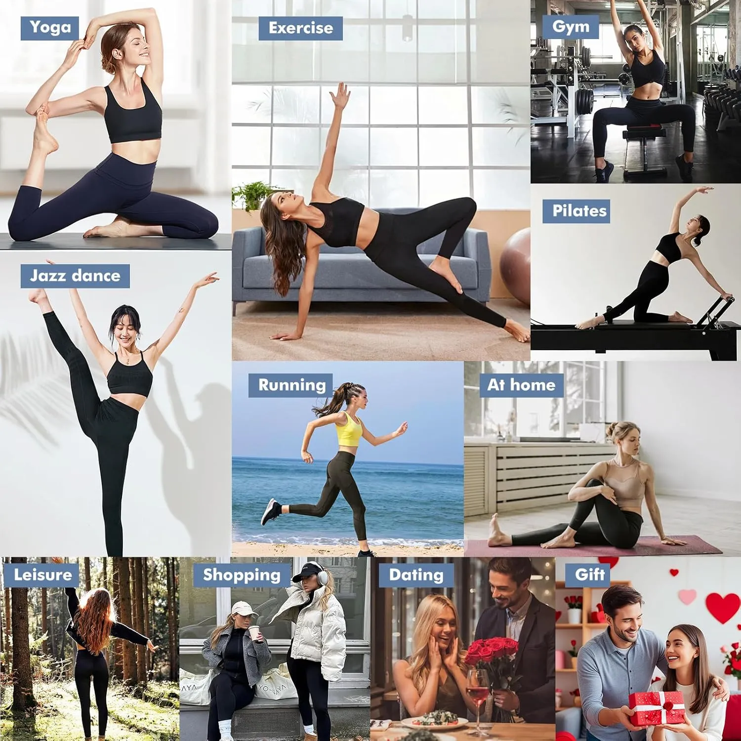 GPY Women's Compression Leggings, Yoga Pants, Butt Lifting, Seamless, High Waist, Tummy Control, Stretchy, Shapewear Black