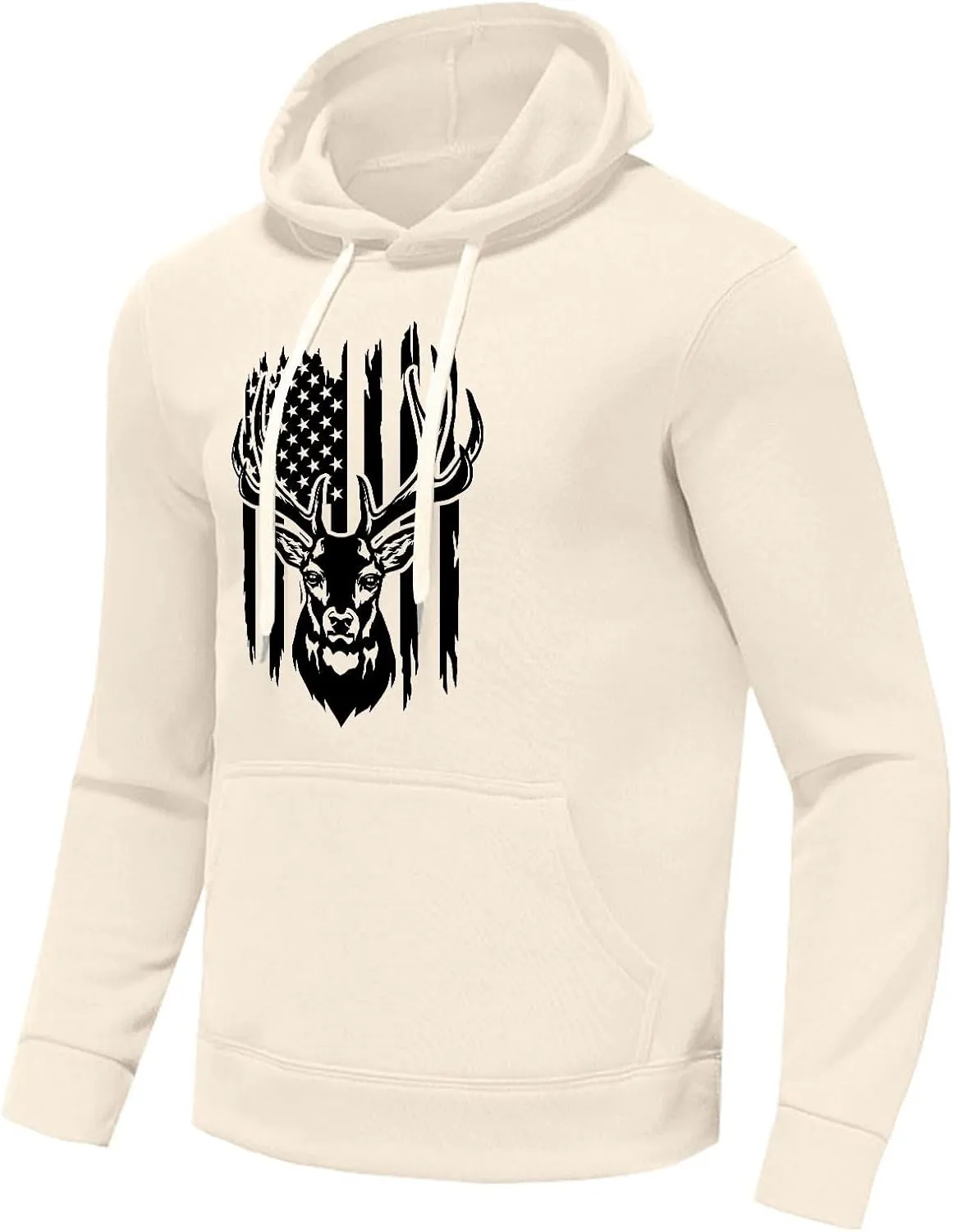 Graphic Hoodies For Men American Flag Deer Print Hooded Sweatshirts Outdoor Patriotic Shirts Long Sleeve Spring Tops