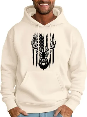 Graphic Hoodies For Men American Flag Deer Print Hooded Sweatshirts Outdoor Patriotic Shirts Long Sleeve Spring Tops