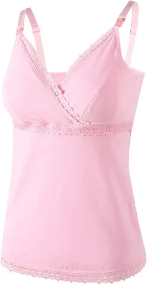 HGps8w Womens Built in Bra Nursing Tank Tops for Breastfeeding Maternity, Lace Trim V Neck Camisoles Sleeveless Cami Shirts