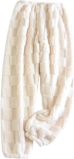 HGps8w Women's Fuzzy Pajama Pants Winter Cozy Lounge Long Pants Comfy Warm Soft Fleece Pajama Bottoms Sleepwear