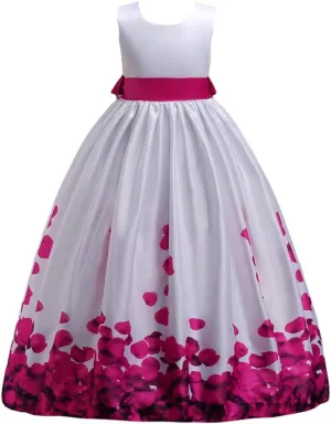 IBTOM CASTLE Girls Long Communion Princess Dresses Flower Pageant Party Wedding Floor Length Dance Evening Gowns