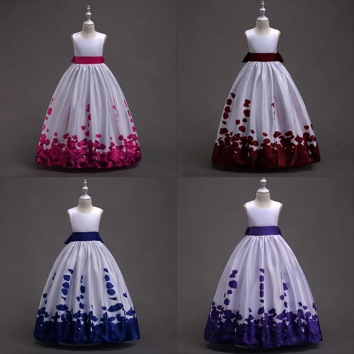 IBTOM CASTLE Girls Long Communion Princess Dresses Flower Pageant Party Wedding Floor Length Dance Evening Gowns