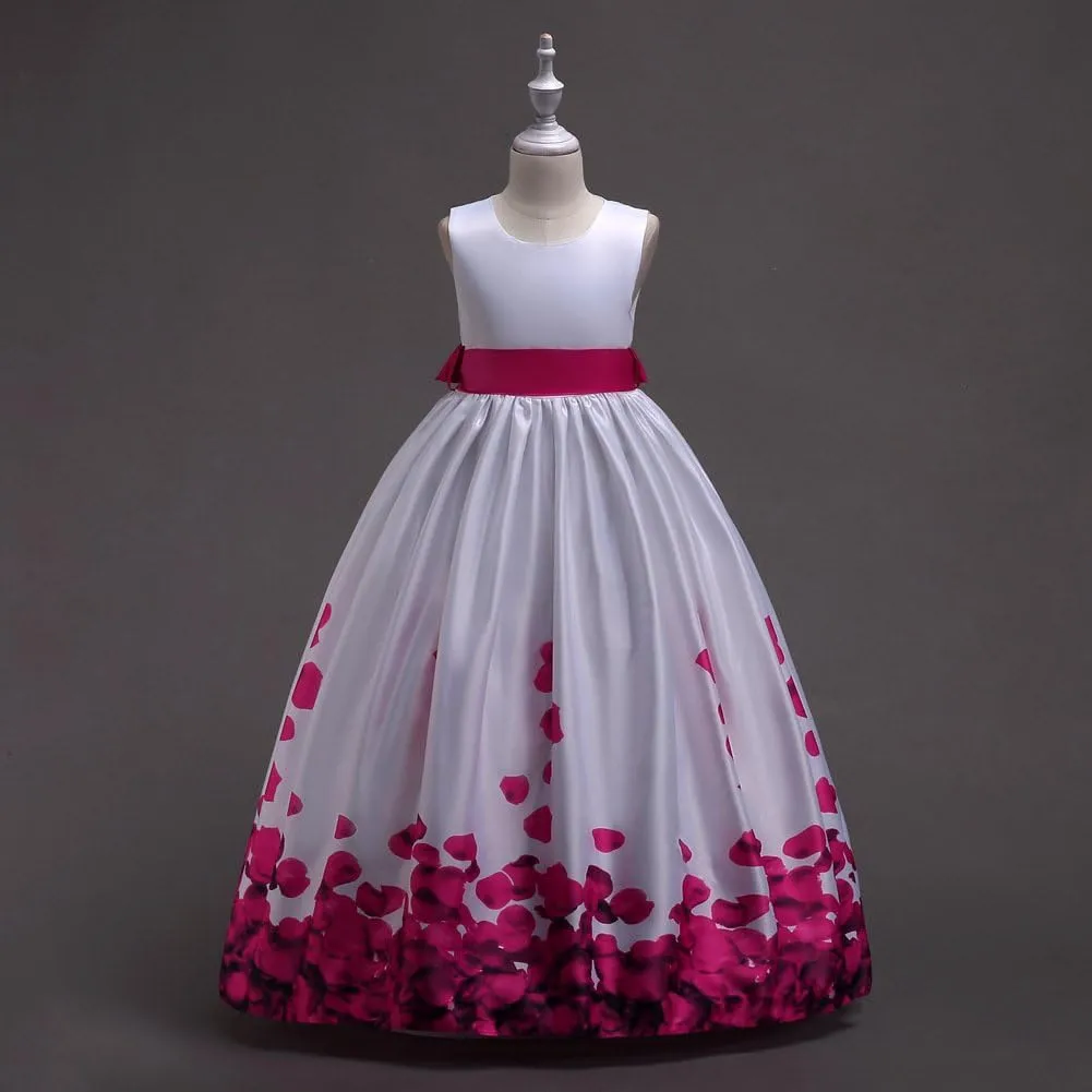 IBTOM CASTLE Girls Long Communion Princess Dresses Flower Pageant Party Wedding Floor Length Dance Evening Gowns