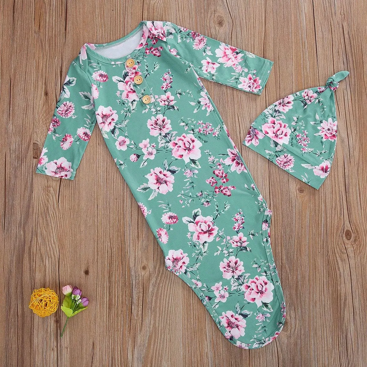 Infant Newborn Baby Girls Floral Sleep Gown Headband Sleepwear Romper Sleeping Bags Outfits