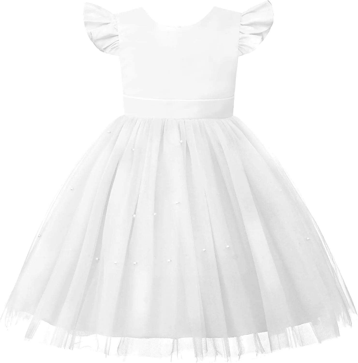 JerrisApparel Girls Princess Party Dress Kids Satin V-Back Tulle Skirt Pageant Wedding Ball Gowns