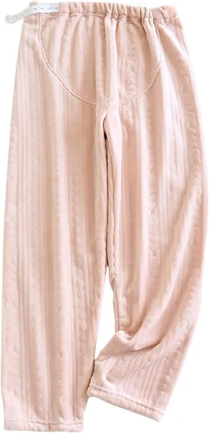 Ladies & Girls Fleece Lounge Pants Pyjama PJ Bottoms Sherpa Lined Plush Lounge Long Pants Super Soft Sleepwear Bottom