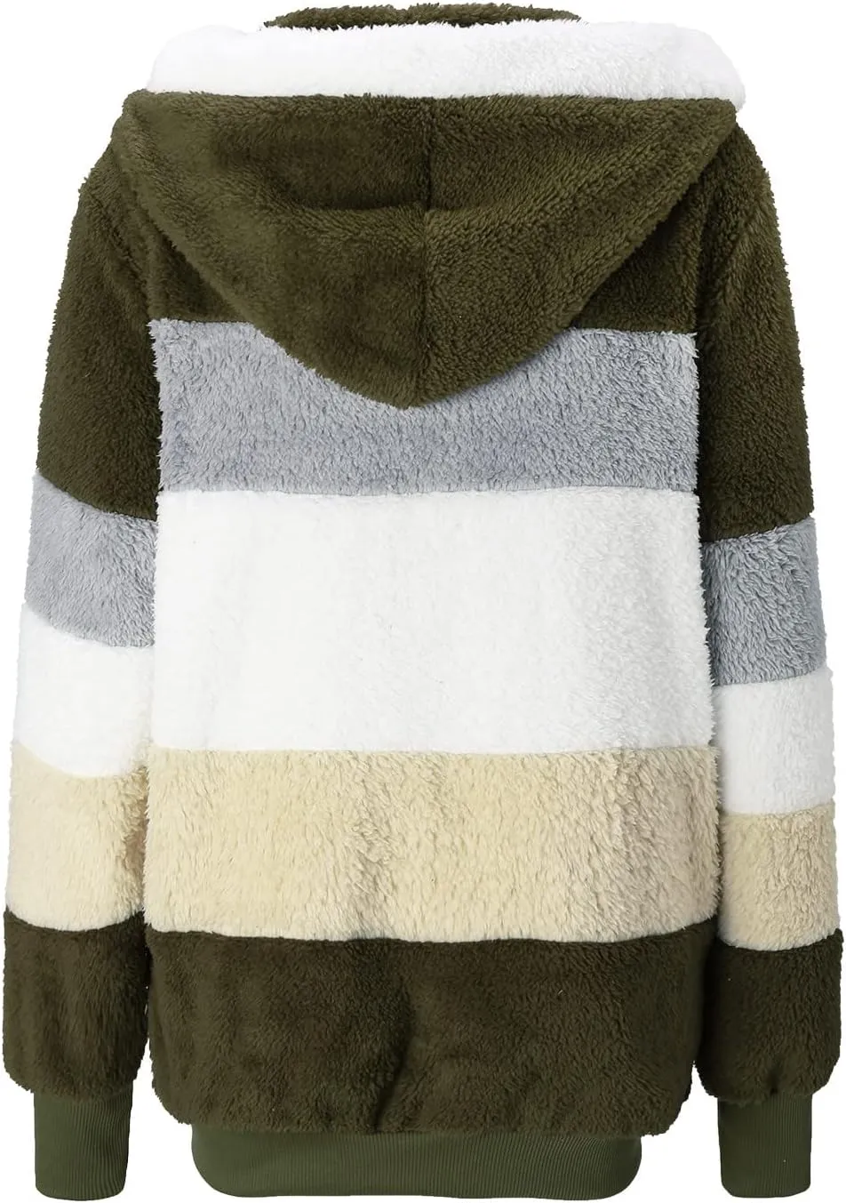 LCMTWX Fleece Jacket Women Loose Solid Color Artificial Wool Zipper Drawstring Long-Sleeved Hoodie Oversized Fluffy Winter