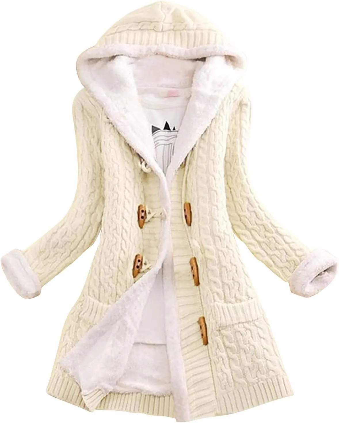 LCMTWX Winter Coats for Women Hooded Warm Winter Coats Outwear Winter Women's Coat Color Block Patchwork Cardigan Coats