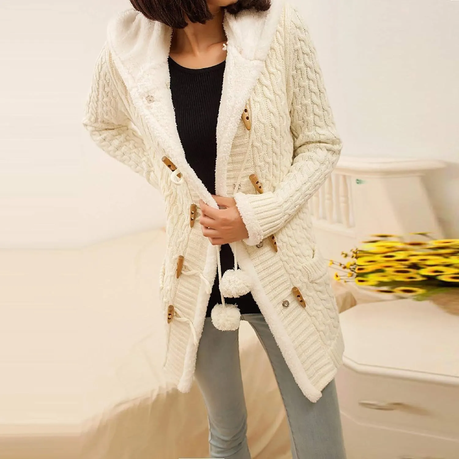 LCMTWX Winter Coats for Women Hooded Warm Winter Coats Outwear Winter Women's Coat Color Block Patchwork Cardigan Coats