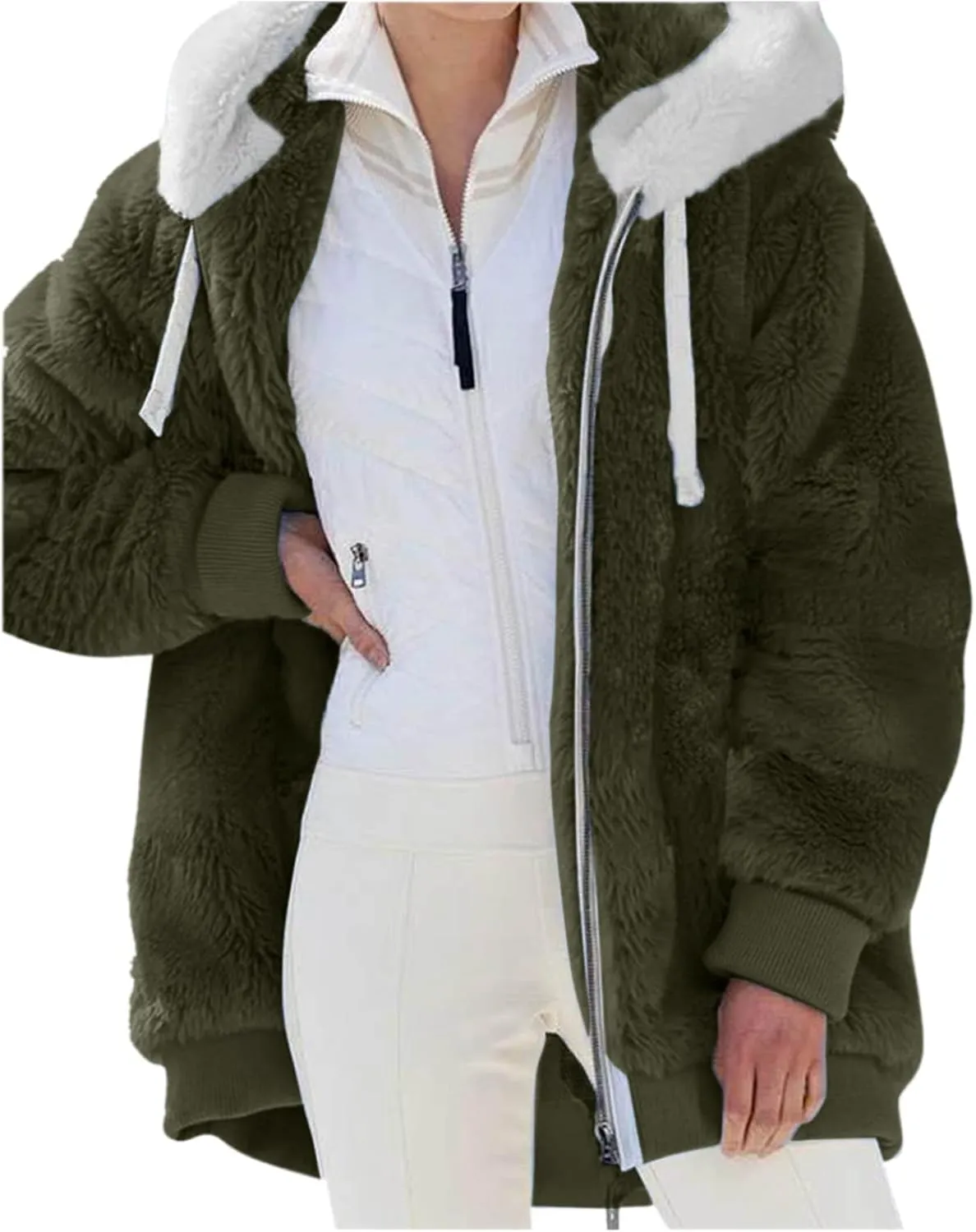 LCMTWX Women's 2023 Fashion Winter Coat Warm Trendy Color Block Winter Drawstring Hoodie Snow Coat Jacket Womens Winter