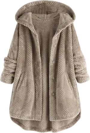 LCMTWX Womens 2023 Winter Fuzzy Fleece Jacket Fleece Sleeve Plus Size Women Women's Coat Solid Oversized Fuzzy Fleece De