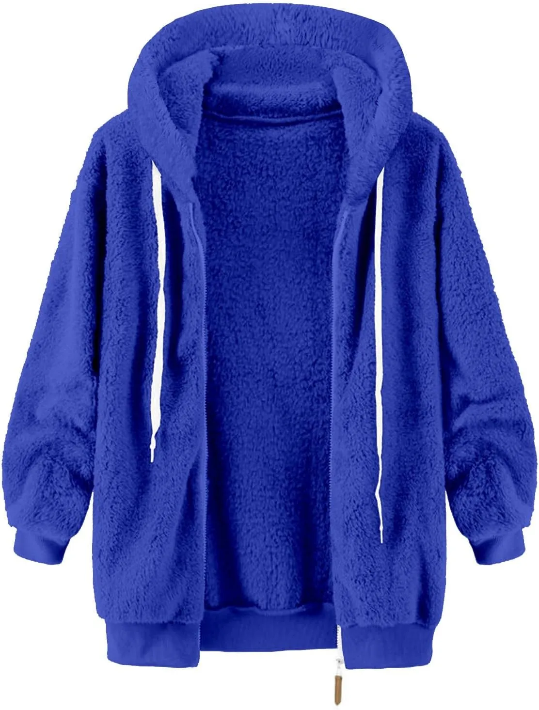 LCMTWX Womens 2023 Winter Fuzzy Fleece Jacket Hooded Pullover Warm Wool Plush Coat Zipper Solid Oversized Fuzzy Fleece