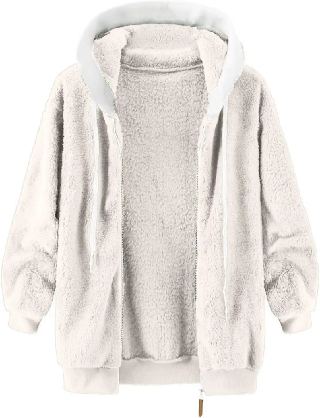 LCMTWX Womens 2023 Winter Fuzzy Fleece Jacket Hooded Pullover Warm Wool Plush Coat Zipper Solid Oversized Fuzzy Fleece