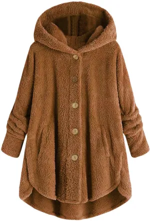 LCMTWX Women's Coats Basic Long Jacket Coat Trendy Color Block Winter Drawstring Hoodie Snow Coat Shaggy Warm Winter Fleece