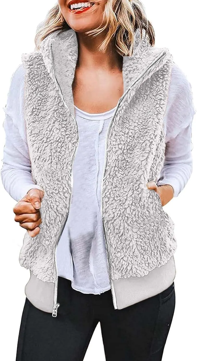 LCMTWX Womens Winter Fuzzy Fleece Jacket Outdoor Slim Outwear Office Casual Plush Cardigan Trendy Overcoat Hooded Coats
