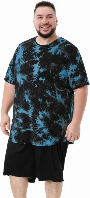 LETAOTAO Long Shirts for Men Hip Hop Shirts Longline Tie Dye Shirts Hipster Gym T Shirts Scallop Tee(Regular&Big and Tall)