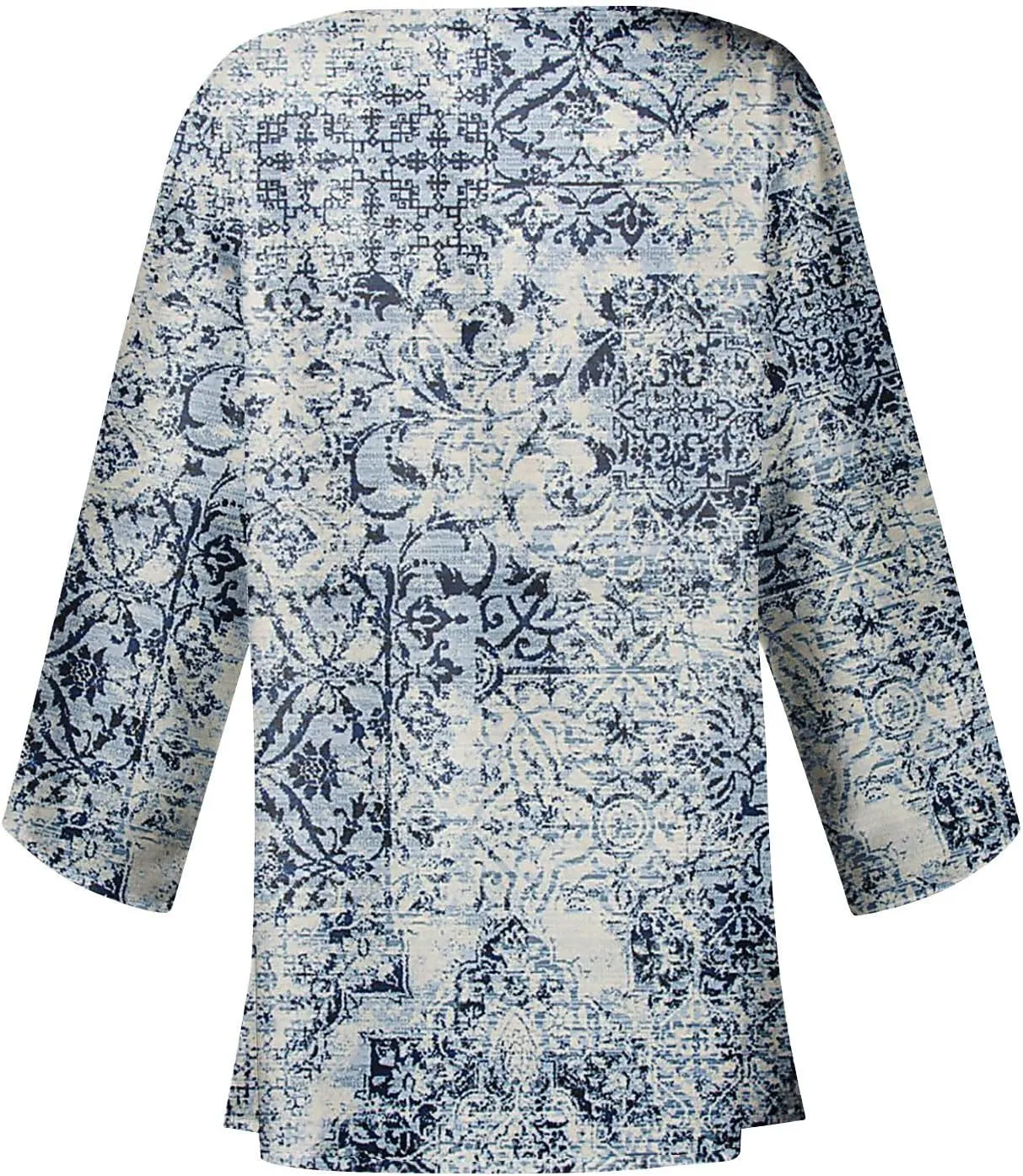 Lightweight Cardigans for Women 3/4 Sleeve Casual Loose Open Front Cardigan Floral Printed Trendy Cardigans