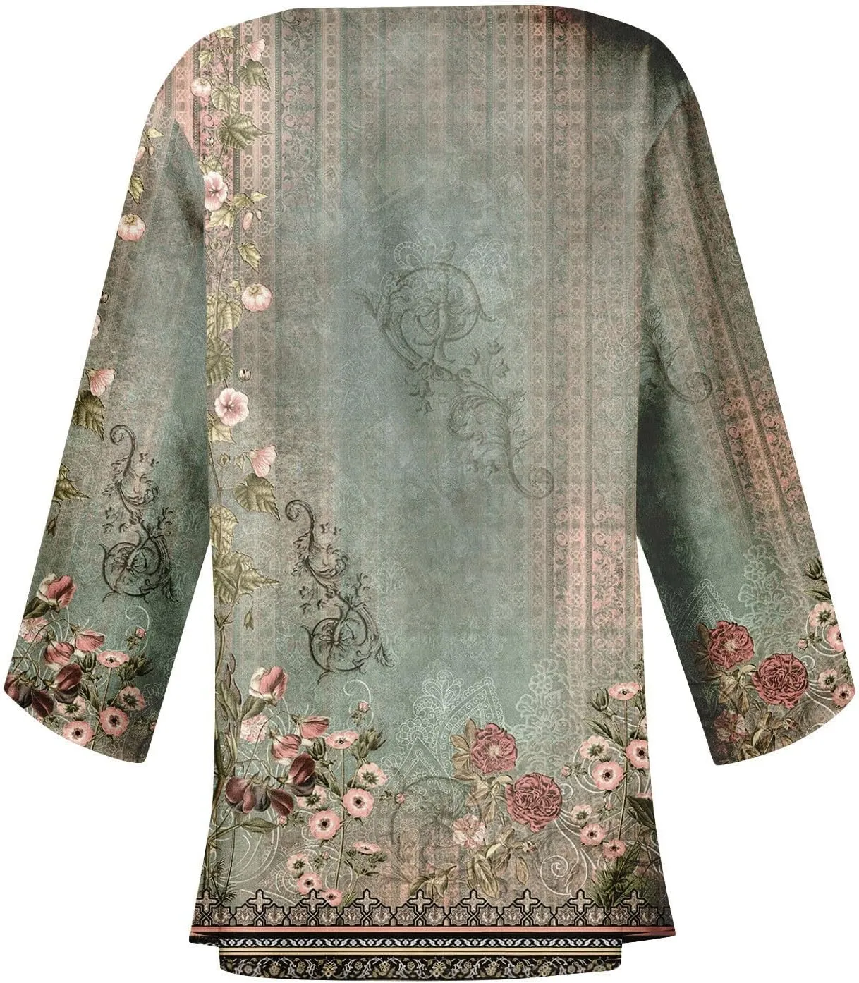 Lightweight Cardigans for Women 3/4 Sleeve Casual Loose Open Front Cardigan Floral Printed Trendy Cardigans