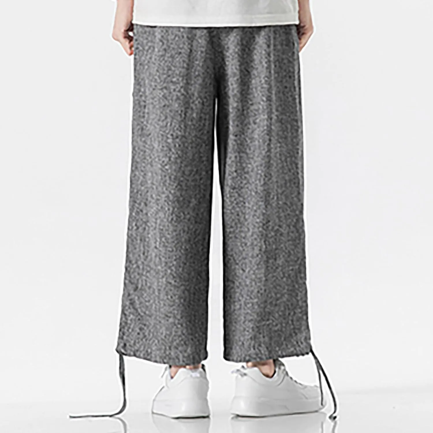 Linen Pants for Mens Casual Pants Drawstring Beach Pants Relaxed-Fit Yoga Pants Summer Elastic Waist Pants