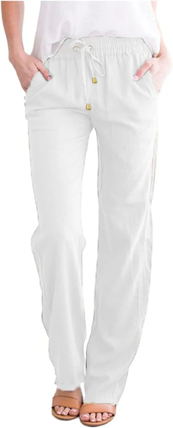 Linen Pants Women Loose Fit Cotton Pants Lightweight Summer Pants Loose Trousers Pants Casual High Waist Pants