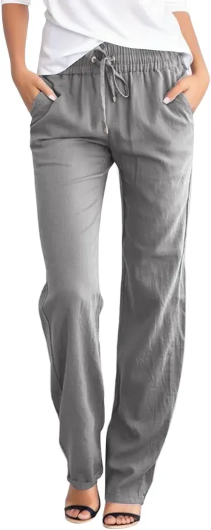 Linen Pants Women Loose Fit Cotton Pants Lightweight Summer Pants Loose Trousers Pants Casual High Waist Pants