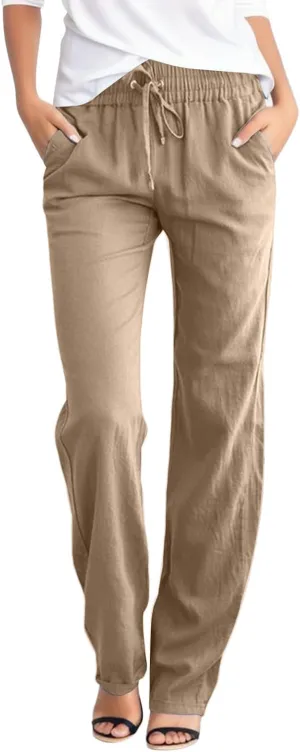 Linen Pants Women Loose Fit Cotton Pants Lightweight Summer Pants Loose Trousers Pants Casual High Waist Pants