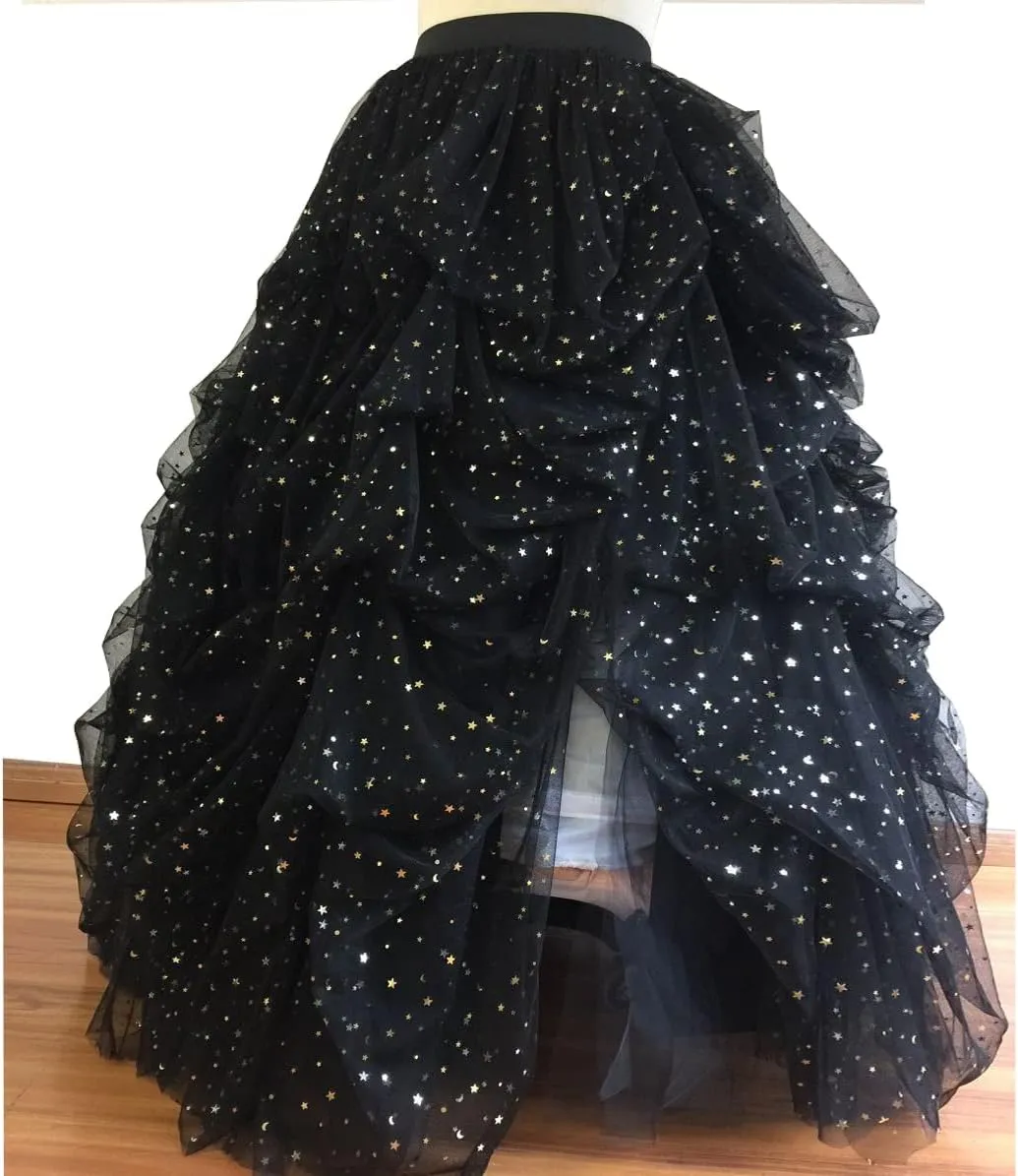 Lisong Women Maxi Tulle Floor Length Layered High Waist Spectial Occasion Skirt