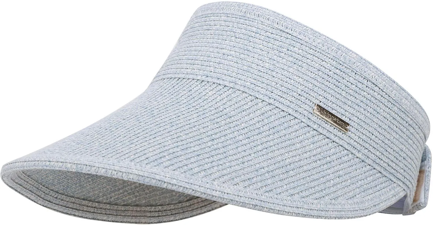 Livingston Sun Visors for Women Black Sun Hat Wide Brim Beach Hat UV Protection Straw Hat