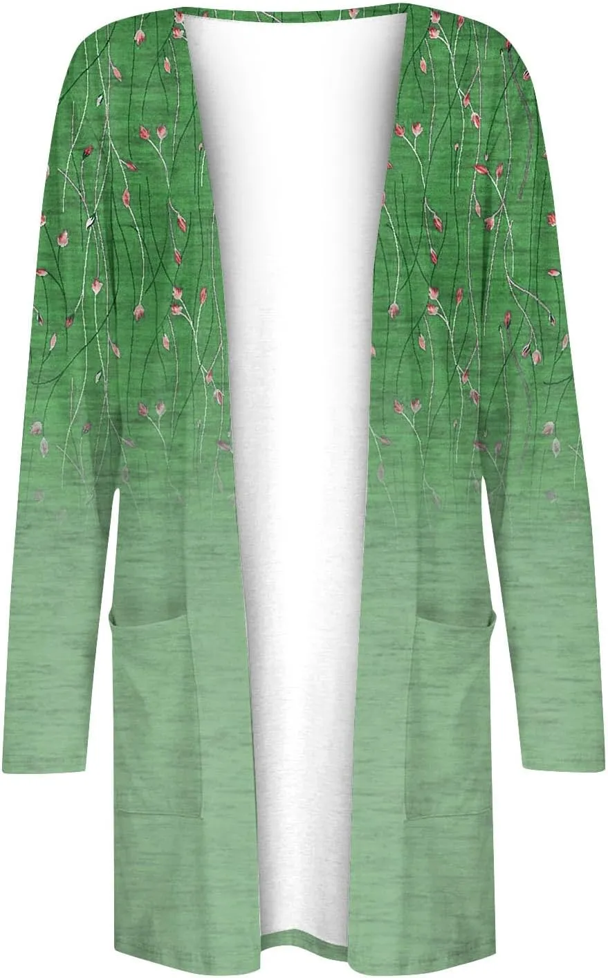 Long Sleeve Cardigan for Women Overszied Open Front Kimono Jackets with Pockets Slim Fit Comfort Outwear Shirts